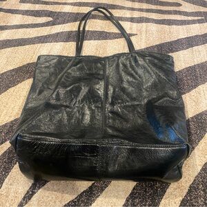 Bag, Black Leather Tote